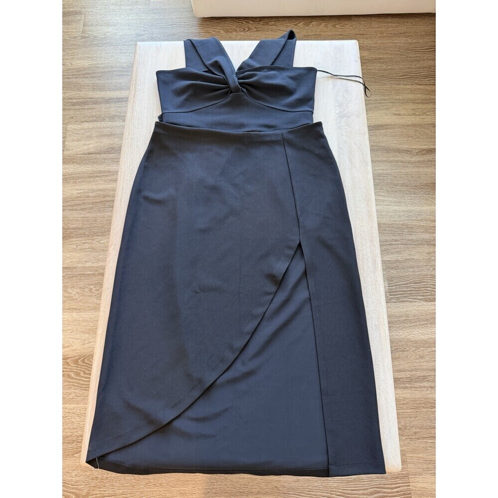 Abercrombie NWT 2 PIECE SET Twist Front Crop Top & Midi Skirt w Slit Black XL